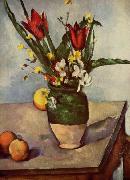Paul Cezanne Stilleben, Tulpen und apfel France oil painting artist